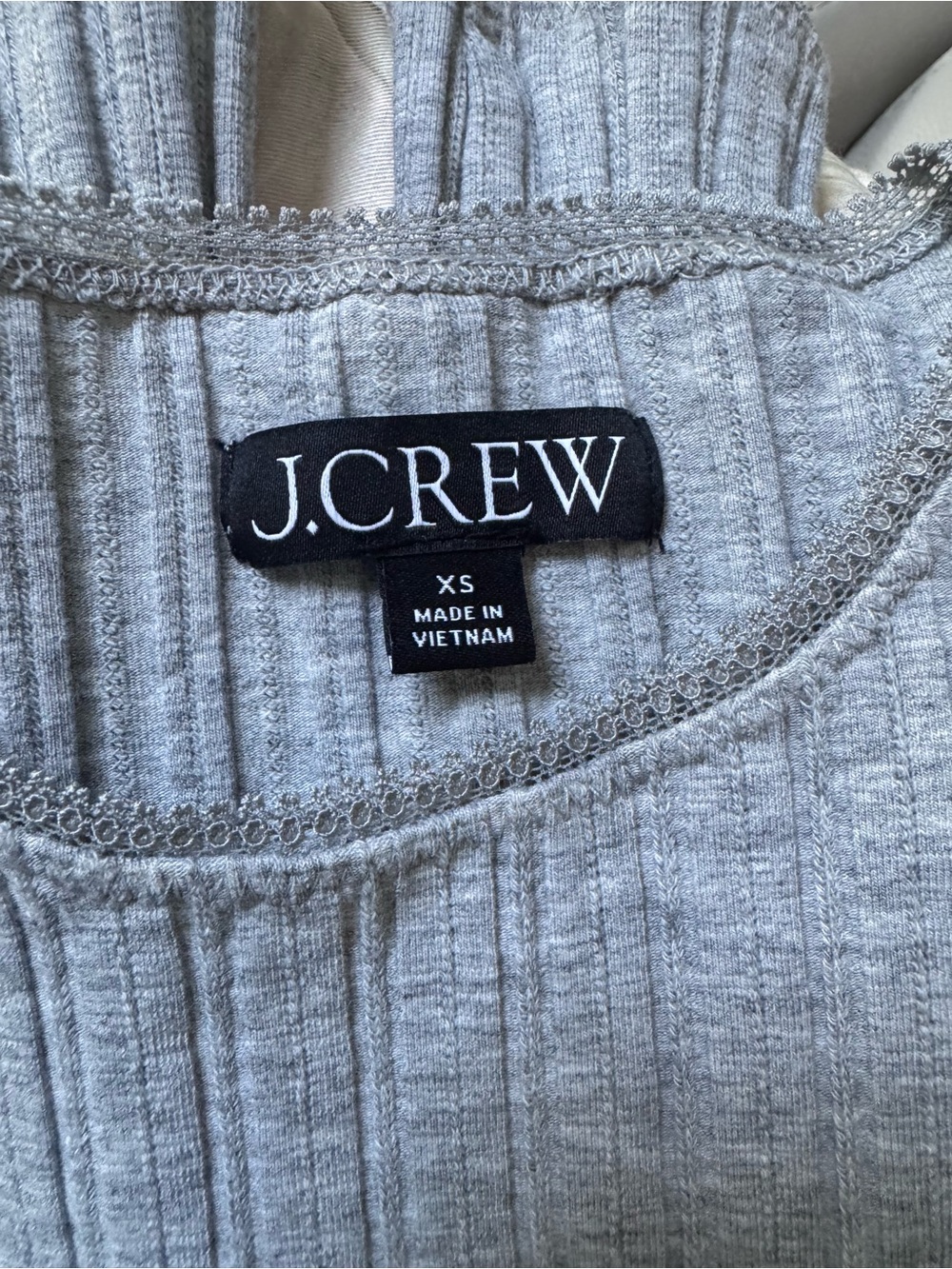 J.Crew Light Gray Ribbed Crewneck Sweater